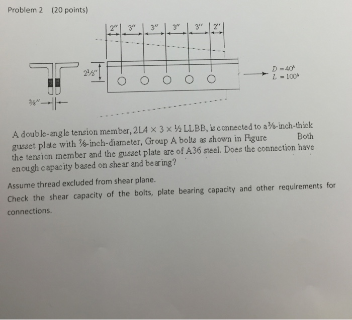 Solved A Double Angle Tension Member La Times Times Chegg