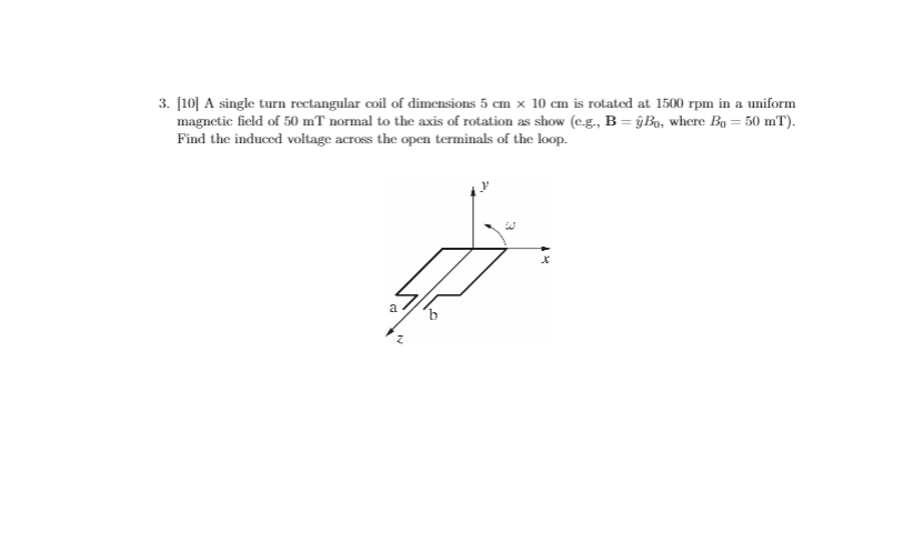 Solved A Single Turn Rectangular Coil Of Dimensions Cm Chegg