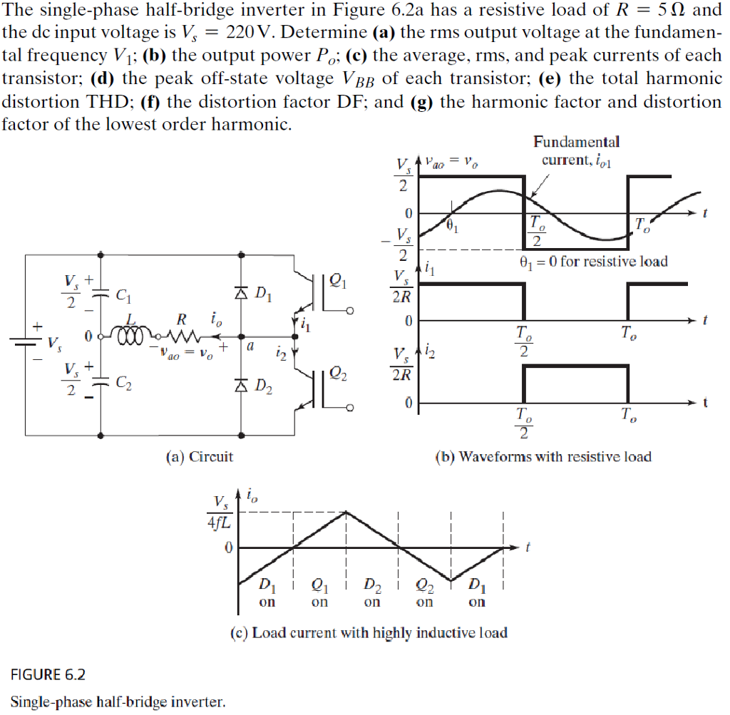 Solved The Single Phase Half Bridge Inverter In Figure A Chegg