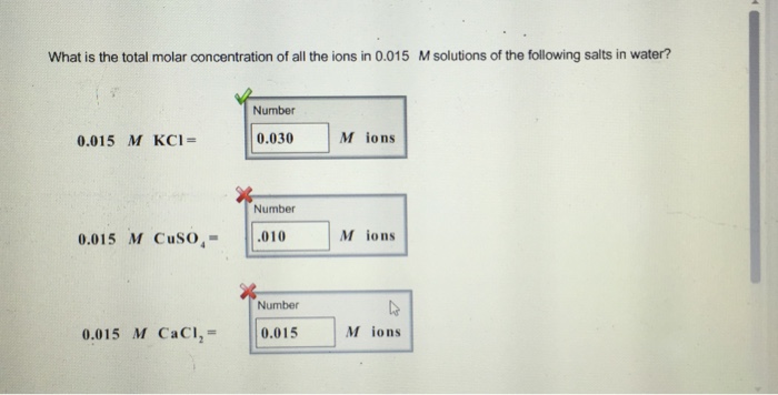 Solved What Is The Total Molar Concentration Of All The Ions Chegg