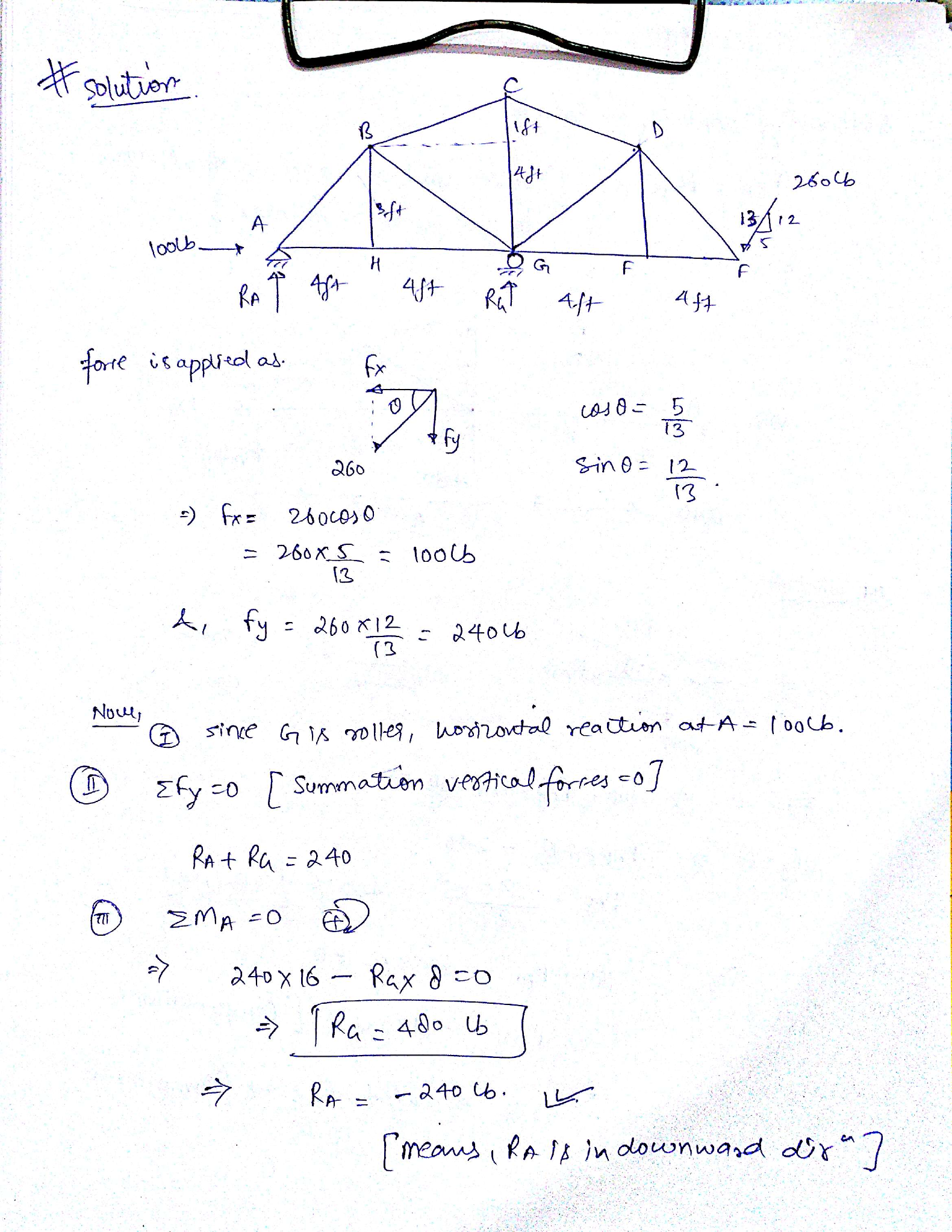 (Solved) - Determine the force in members BG, BC, and HG of the truss ...