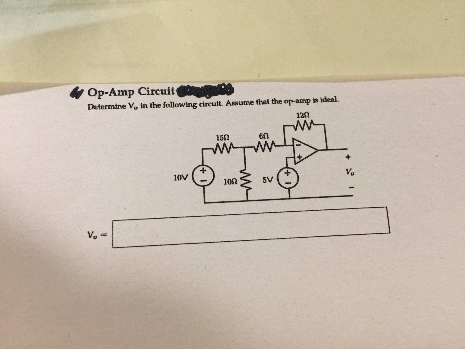 Solved Determine V O In The Following Circuit Assume That Chegg