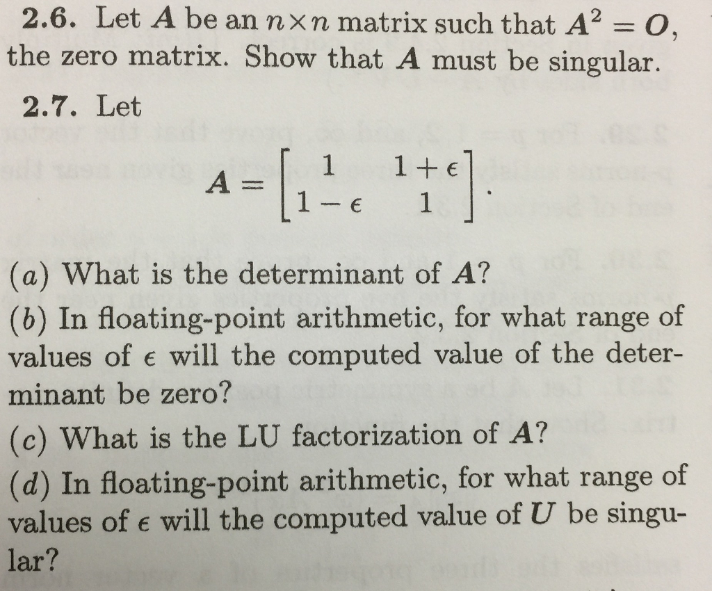 Solved Let A Be An N N Matrix Such That A The Zero Chegg