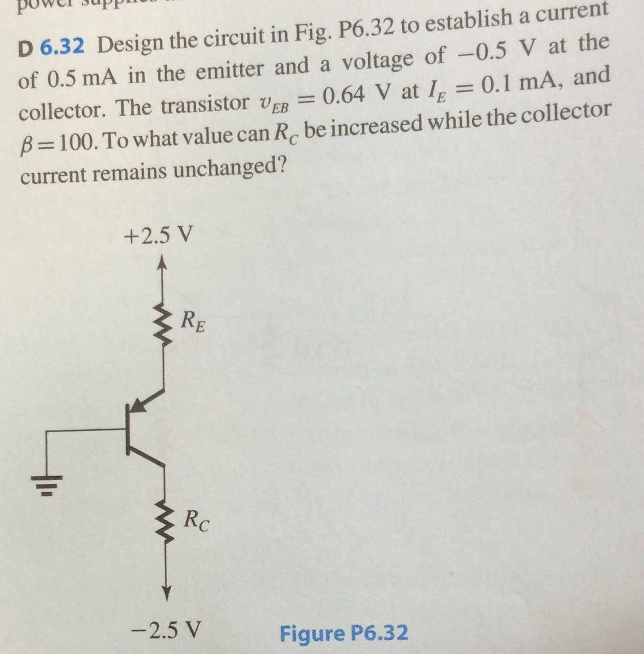 Solved Design The Circuit In Fig P6 32 To Establish A Chegg