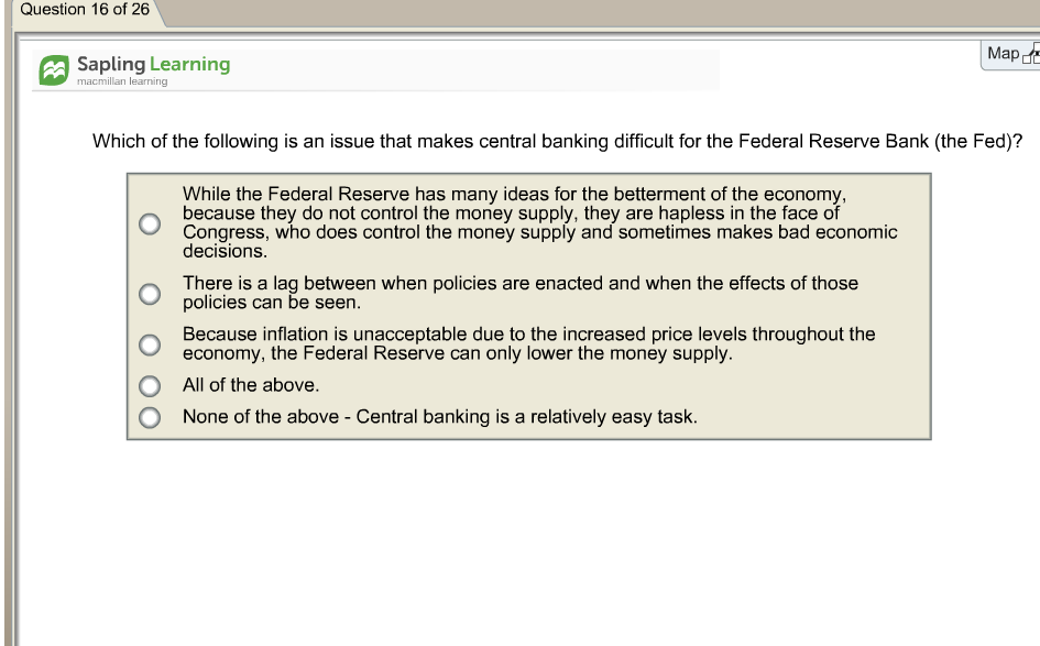 Solved Question Of Map A Sapling Learning Macmillan Chegg