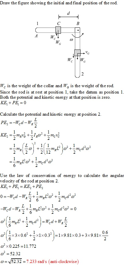 Solved A Collar With A Mass Of Kg Is Rigidly Attached At A