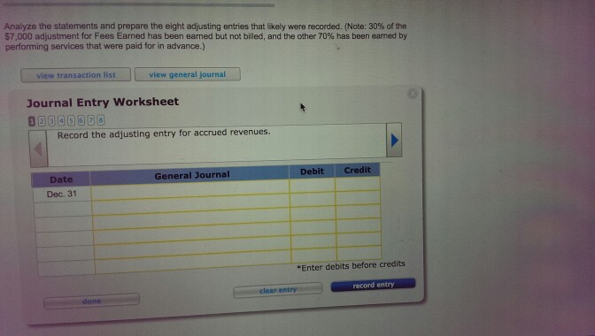 Solved Exercise Analyzing And Preparing Adjusting Chegg