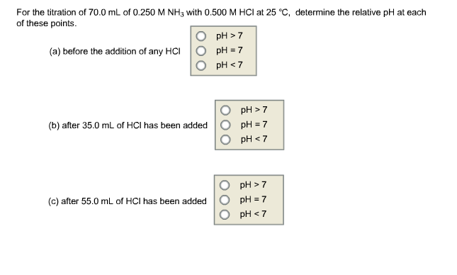 Solved For The Titration Of 70 0 ML Of 0 250 M NH3 With Chegg