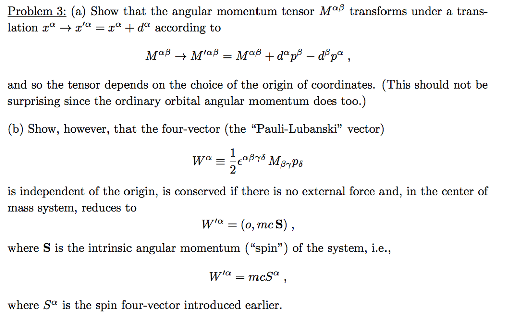a) Show that the angular momentum tensor M^alpha | Chegg.com