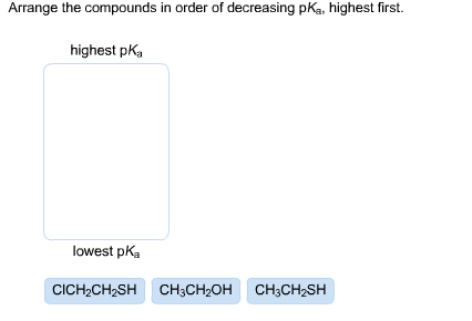Solved: Arrange The Compounds In Order Of Decreasing PKa, | Chegg.com