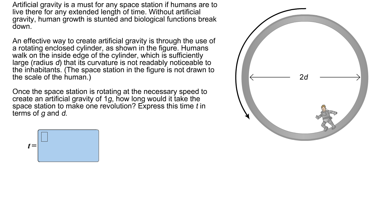 Solved Artificial Gravity Is A Must For Any Space Station If Chegg