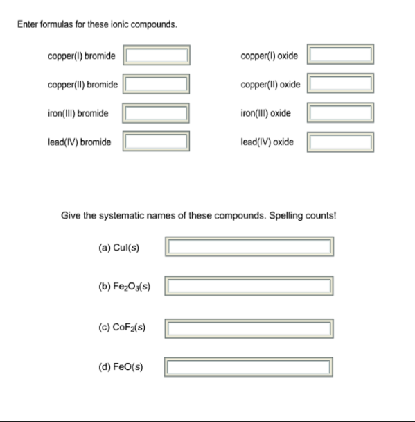 Solved: Enter Formulas For These Ionic Compounds. Give The... | Chegg.com