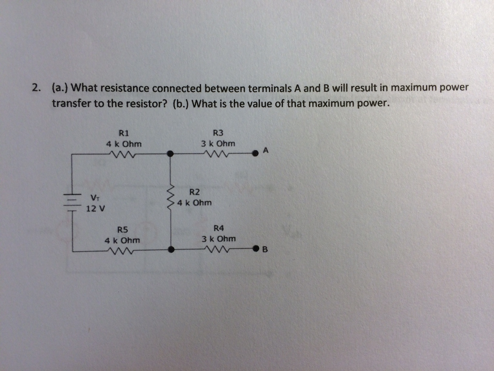 Solved What Resistance Connected Between Terminals A And B Chegg