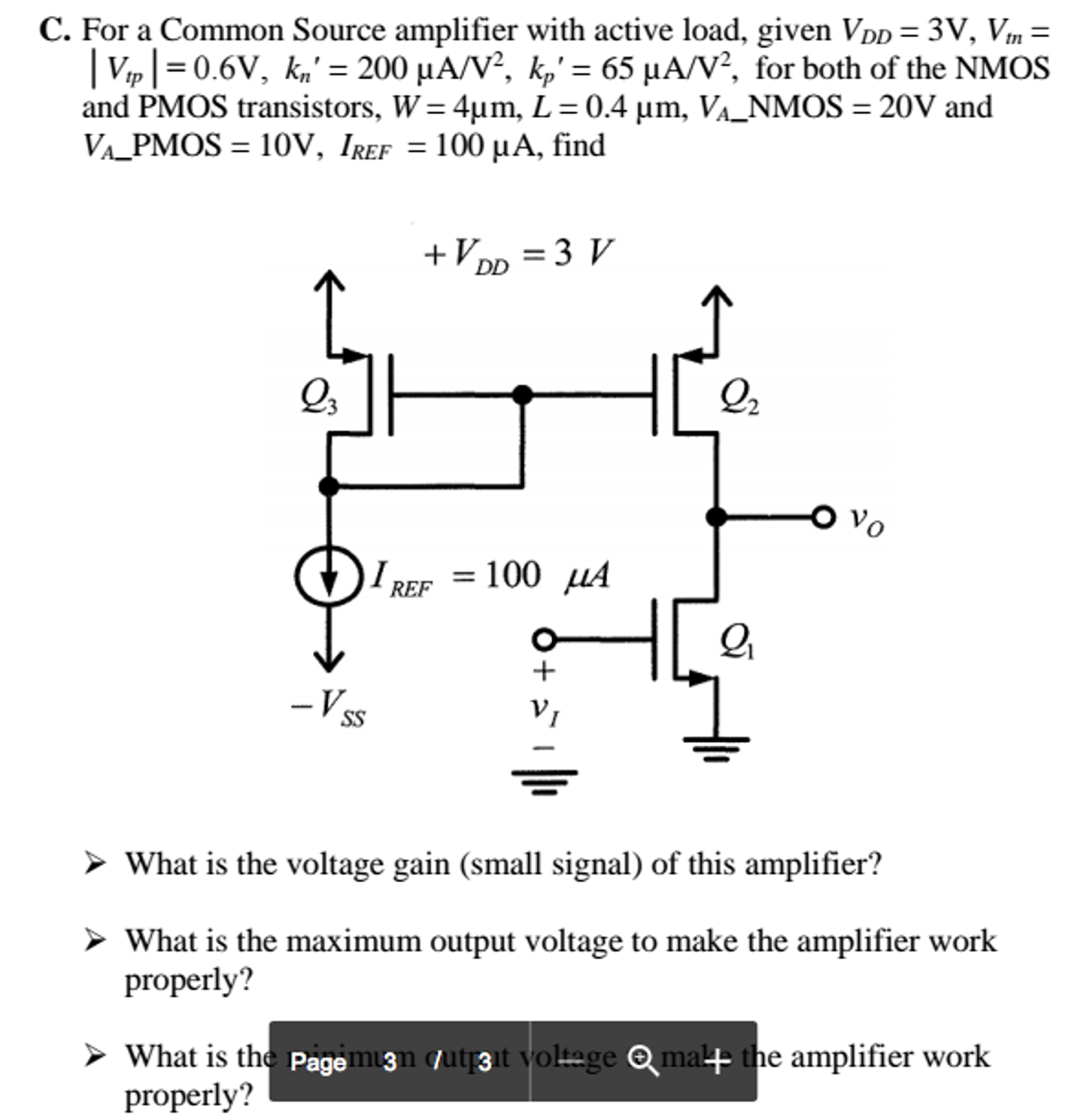 Common Source Amplifier Analysis