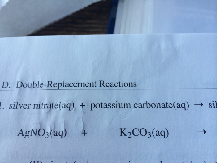 Solved Double Replacement Reactions Silver Nitrate Aq Chegg