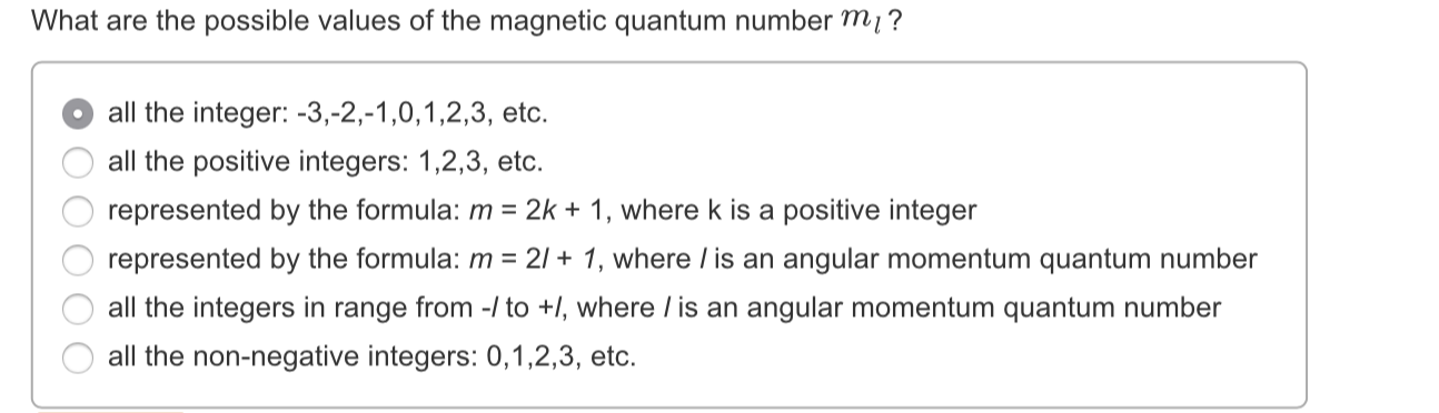 Solved What Are The Possible Values Of The Magnetic Quantum Chegg