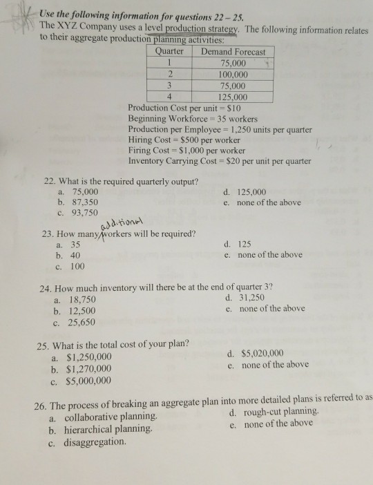 Solved Use The Following Information For Questions Chegg