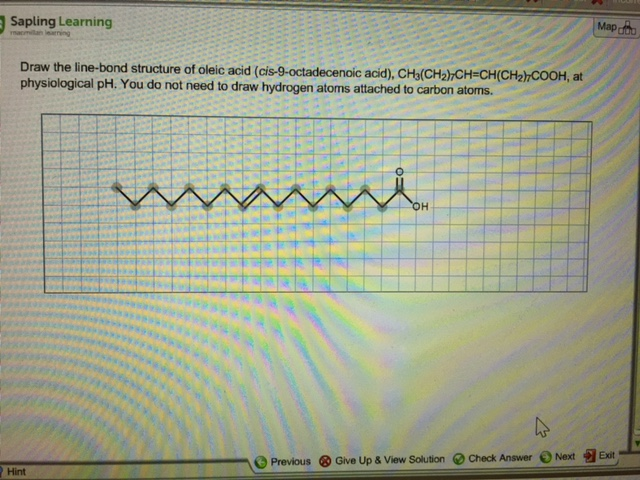 Solved: Draw The Line-bond Structure Of Oleic Acid (cis-9-&hellip; | Chegg.com