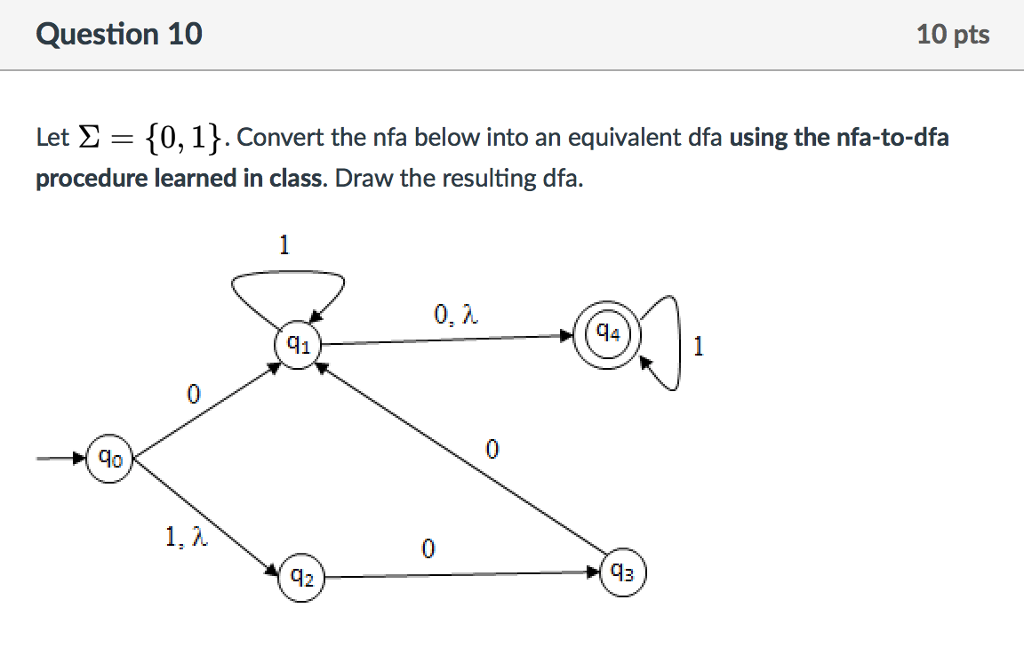 Solved Let Sigma 0 1 Convert The Nfa Below Into An Chegg