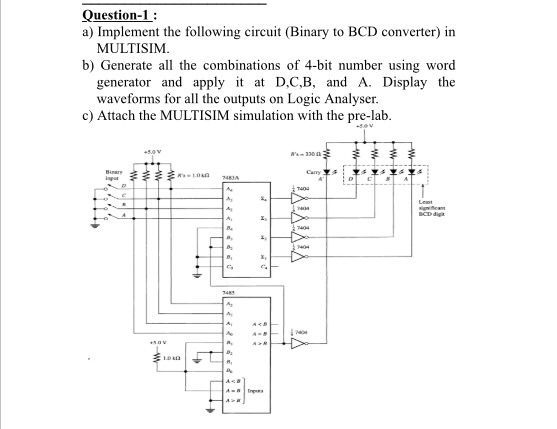 Implement The Following Circuit (Binary To BCD Con... | Chegg.com