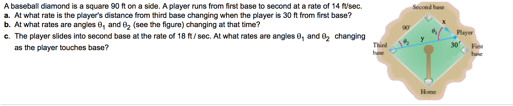 Solved A Baseball Diamond Is A Square 90 Ft On A Side A Chegg