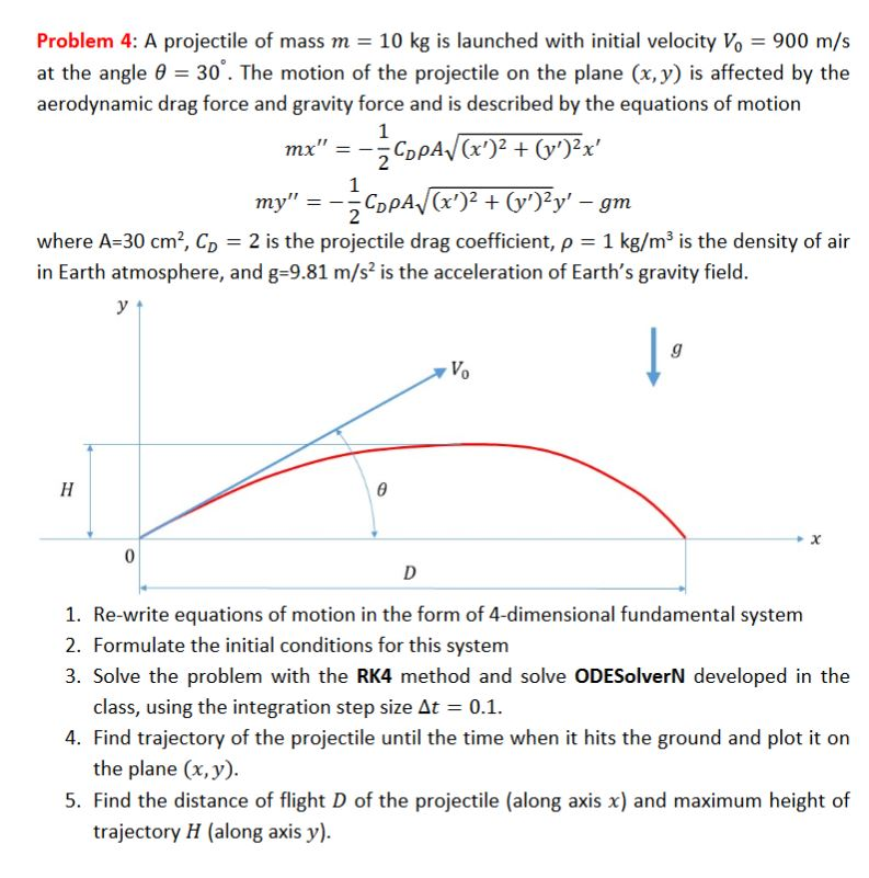 Solved Problem 4 A Projectile Of Mass M 10 Kg Is Launched Chegg