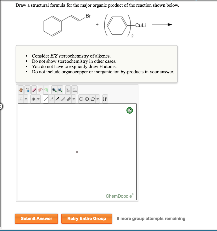 Draw Structural Formula For The Major Organic Product Of The Reaction