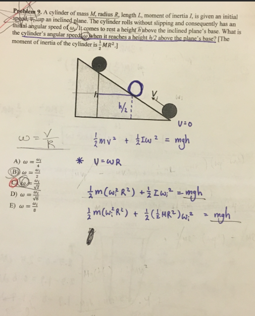 Solved A Cylinder Of Mass M Radius R Length L Moment Chegg