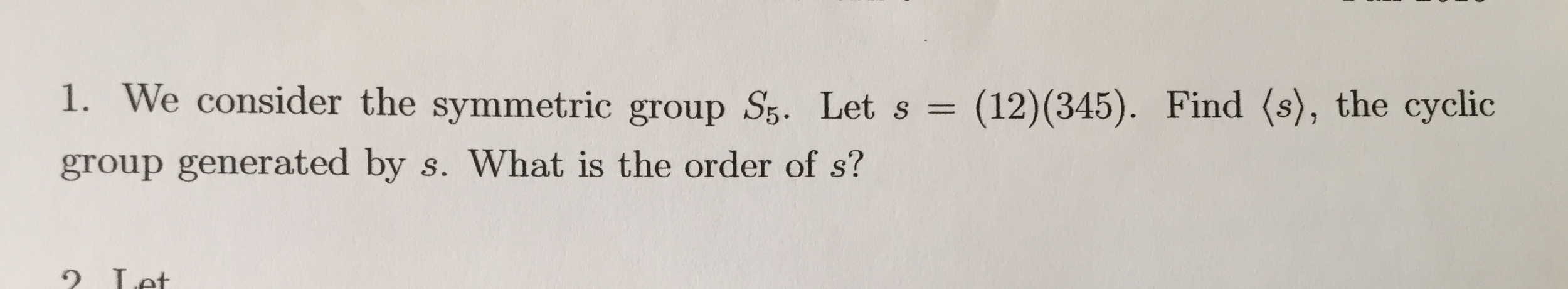 Solved We Consider The Symmetric Group S Let S Chegg