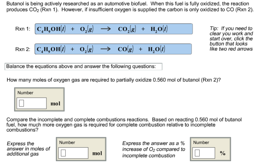 Complete Combustion Of Butanol