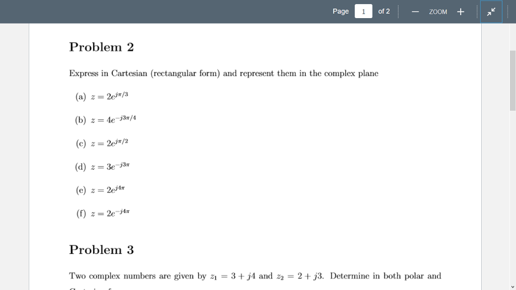 Solved Express In Cartesian Rectangular Form And Represent Chegg