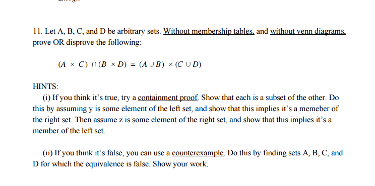 Solved Let A B C And D Be Arbitrary Sets Without Chegg