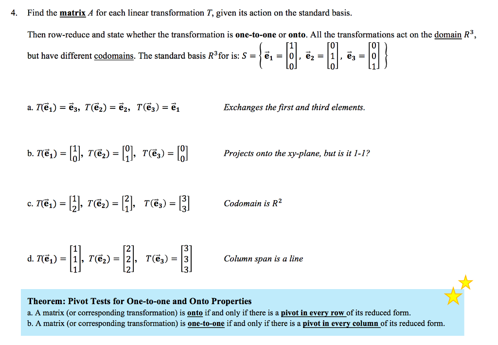 Solved Find The Matrix A For Each Linear Transformation T Chegg