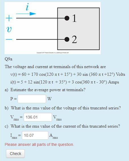 Solved 0 2 Q9a The Voltage And Current At Terminals Of This Chegg