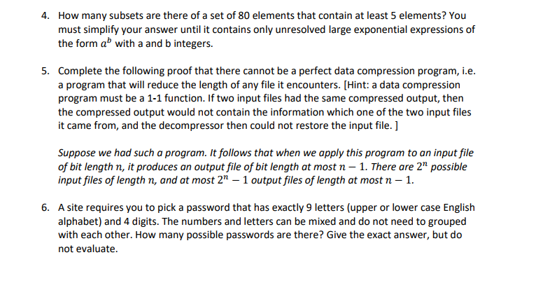 Solved How Many Subsets Are There Of A Set Of Elements Chegg