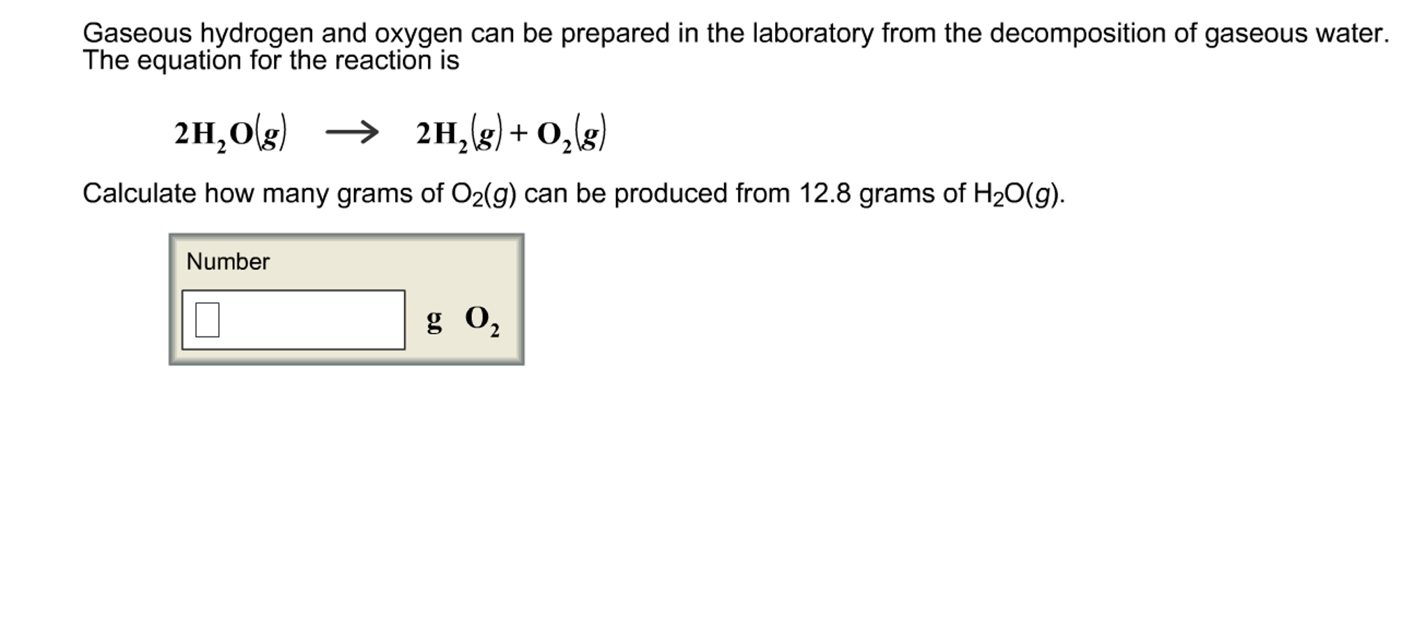 Solved Calculate How Many Grams Of O2 G Can Be Produced Chegg