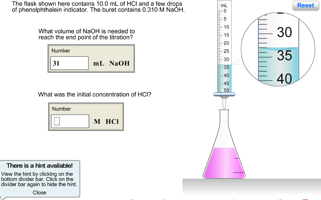 Solved Reset The Flask Shown Here Contains Ml Of Hcl Chegg Hot Sex