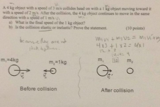 Solved A Kg Object With A Speed Of M S Collides Head On Chegg