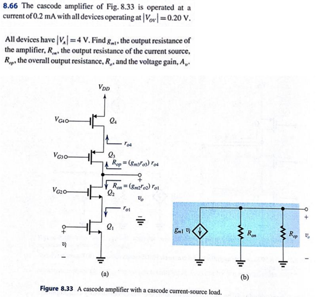 Solved The Cascode Amplifier Of Fig 8 33 Is Operated At A Chegg