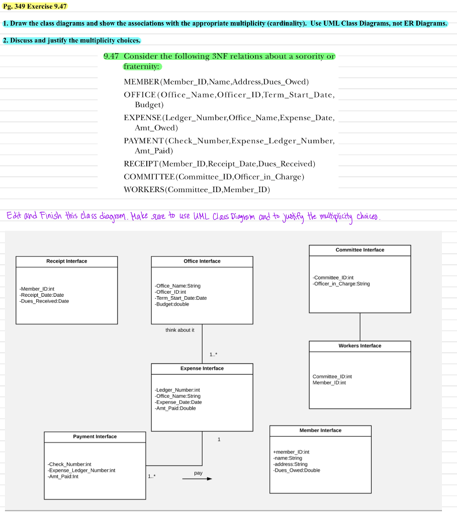 Solved: Use UML Class Diagram To Edit And Finish This Clas ...