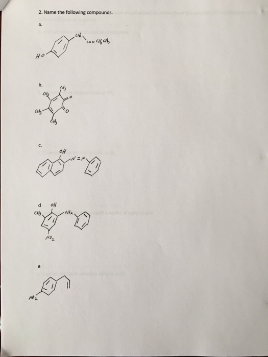 Solved Name The Following Compounds Chegg