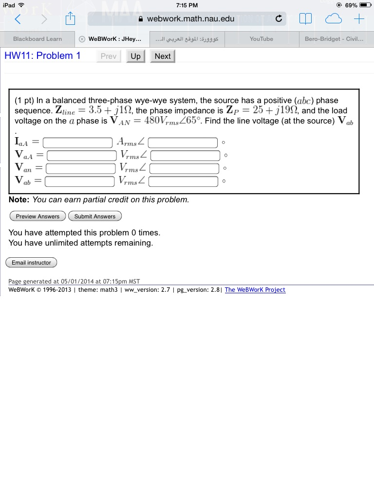 Solved In A Balanced Three Phase Wye Wye System The Source Chegg