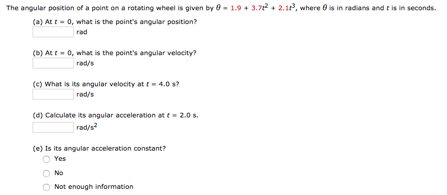 Solved The Angular Position Of A Point On A Rotating Wheel Chegg