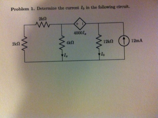 Solved Determine The Current I0 In The Following Circuit Chegg