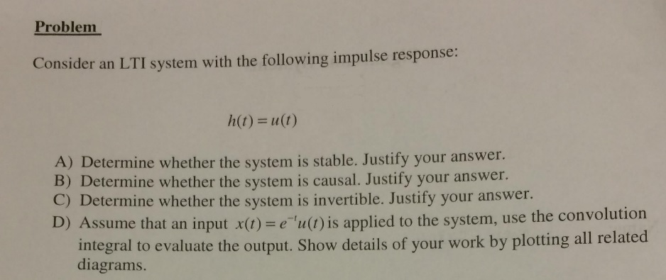 Solved Consider An LTI System With The Following Impulse Chegg