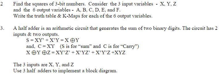 Solved Find the squares of 3-bit numbers. Consider the 3 | Chegg.com