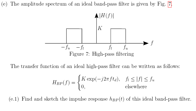 Solved E The Amplitude Spectrum Of An Ideal Band Pass Chegg