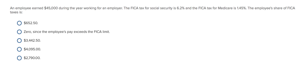 Solved An Employee Earned 45 000 During The Year Working Chegg