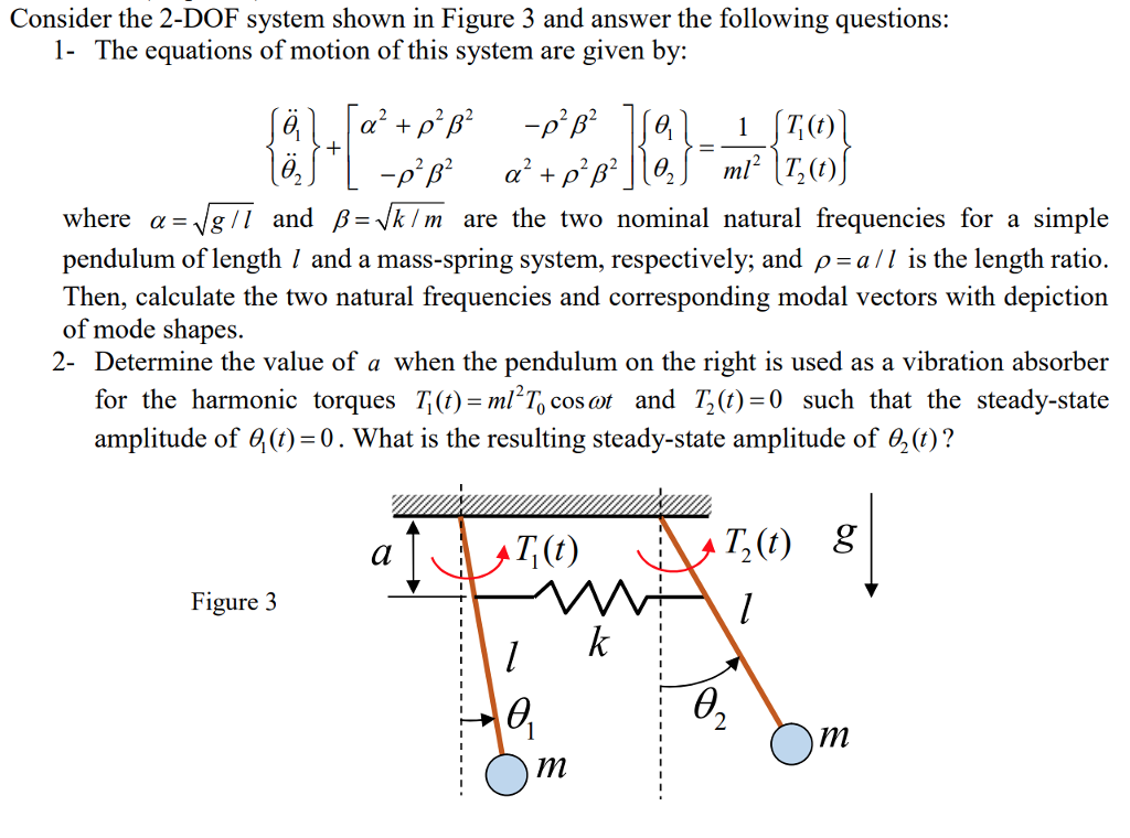 Solved Consider The Dof System Shown In Figure And Chegg