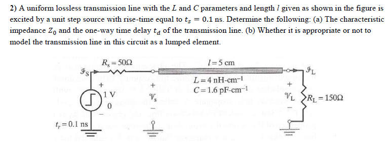 Solved A Uniform Lossless Transmission Line With The L And C Chegg